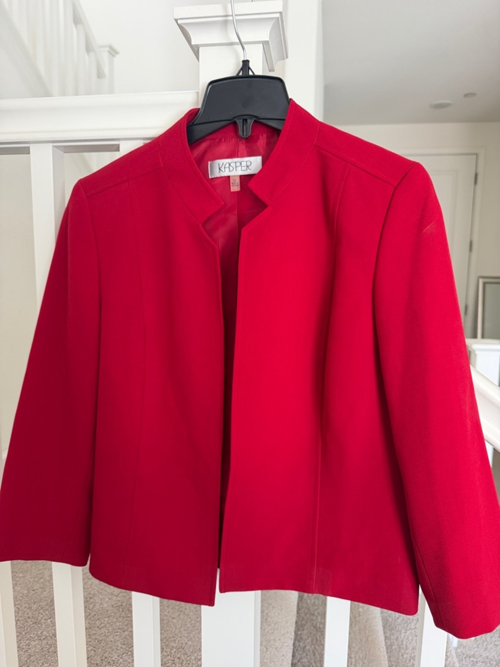 Kasper Women's Red Collarless Open-Front Blazer